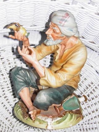 Vintage Italian,  Hand - Painted Porcelain Figure Of Mid - East Pottery Maker Lovely photo