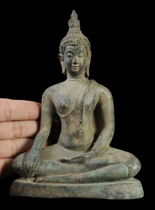 Da - Ma - Lay Rare Antique Singha Bronze Buddha Statues High 7 Inch & photo