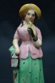 Antique English Staffordshire Pottery Figurine Girl W/bird,  6 