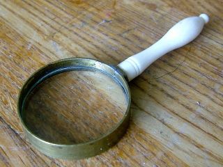 Victorian Georgian Antique Cow Bone Handle Magnifying Glass Quizzing Botany Nr photo