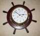 Vintage Schatz Royal Mariner Nautical Ships Bell Clock & Barometer W/key 7 Jewel Clocks photo 4