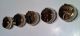 Of (5) Antique White Rose Pattern Buttons W/ Brass Backs - Nony New York Buttons photo 5