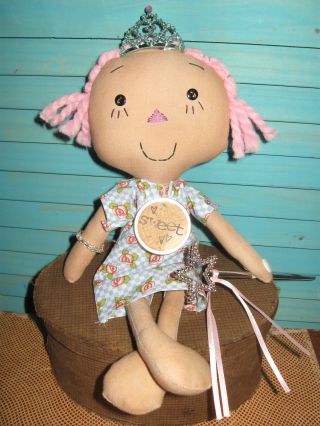 Primitive Princess Diane Raggedy Ann Annie Doll Handmade Ooak One Of A Kind Prim photo
