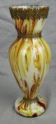 Antique Bohemian Cased Art Glass Vase With Brass Decorations Vases photo 2