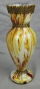 Antique Bohemian Cased Art Glass Vase With Brass Decorations Vases photo 2