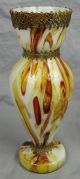 Antique Bohemian Cased Art Glass Vase With Brass Decorations Vases photo 4