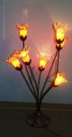 Wrought Iron Floor Lamp,  Art Deco Style Orange Hand Blown Glass Shades Lamps photo 3