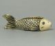 Antique Faux Ivory Netsuke Swimming Carp Fish Carving N4337 - Age Crack Netsuke photo 1