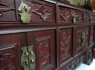 Signed Chinese Antique Carved Cabinet photo