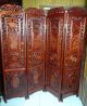 Sensational Antique Chinese Carved Precious Wood Floor Screen W/porcelain Other photo 1