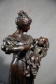 Antique Bronze Of Mother & Child By Friedrichs Hagen & Foundry Stamp Metalware photo 2