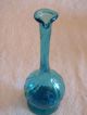 Antique Light Blue Art Glass Twisted Long Skinny Neck Pitcher Bud Vase Unsigned Vases photo 7