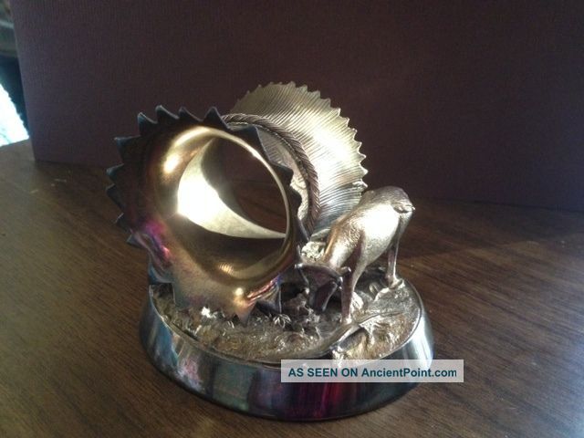 Vintage Figural Silverplate Cow With Wheat Sheath Napkin Ring - Wilcox Silver Co Napkin Rings & Clips photo