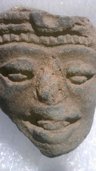 Precolumbian Sculpture 75,  Fancy Headdress Head,  Mexican Sculpture,  Ancient Art photo