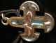 Ancient Byzantine / Celtic Cross With Roman Glass Irridescent Pendant Roman photo 2