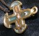 Ancient Byzantine / Celtic Cross With Roman Glass Irridescent Pendant Roman photo 4