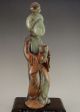 1820g Antique Chinese Old Hetian Jade Carved Lady Statue Other photo 9