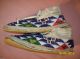 Vtg Antique Native Anerican Lakota Sioux Indian Beaded Moccasins Sinew Sewn Native American photo 3