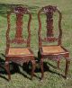 Rare Pair 18th C.  Italian Tall Chairs,  Hand Carved All Over; Pinned,  Mortised Pre-1800 photo 1