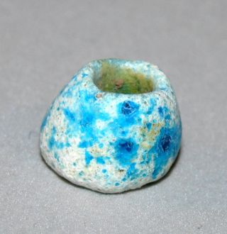 Ancient Faience Bead Wide Hole Animal Protection - Afghanistan photo