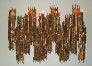Awesome Mid - Century Brutalist Metal Wall Sculpture / Wall Sconce - Curtis Jere photo