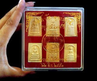 Thai Amulet Phra Somdej Buddha Blessed 6 Gift Box Sale Charm Collection Antique photo