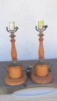 Mid Century Modern Danish Wood And Brass Table Lamps Mid-Century Modernism photo 9