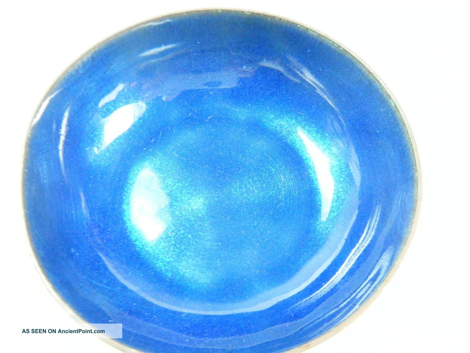 Vtg Signed Stavre Gregor Panis Arts Crafts Copper Royal Blue Enamel Bowl Arts & Crafts Movement photo