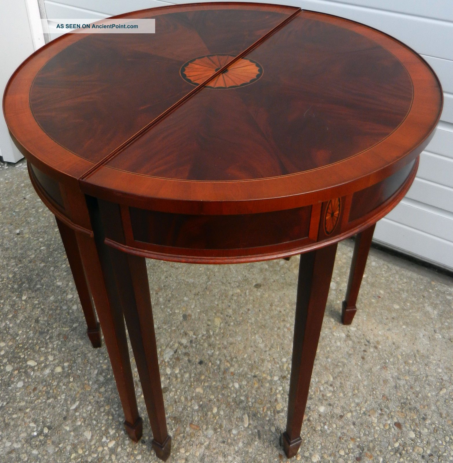 Two Unique Copley Square Accent Console Tables Federal Legs Mid-Century Modernism photo