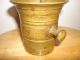 Vtg Pharmacy Heavy Solid Brass Mortar And Pestle Medical Brass Apothecary Primitives photo 1