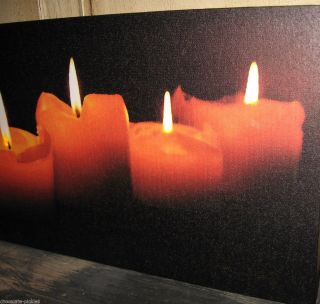 Pillar Candles Lighted Canvas Picture Primitive Christmas Fireplace Mantel Decor photo