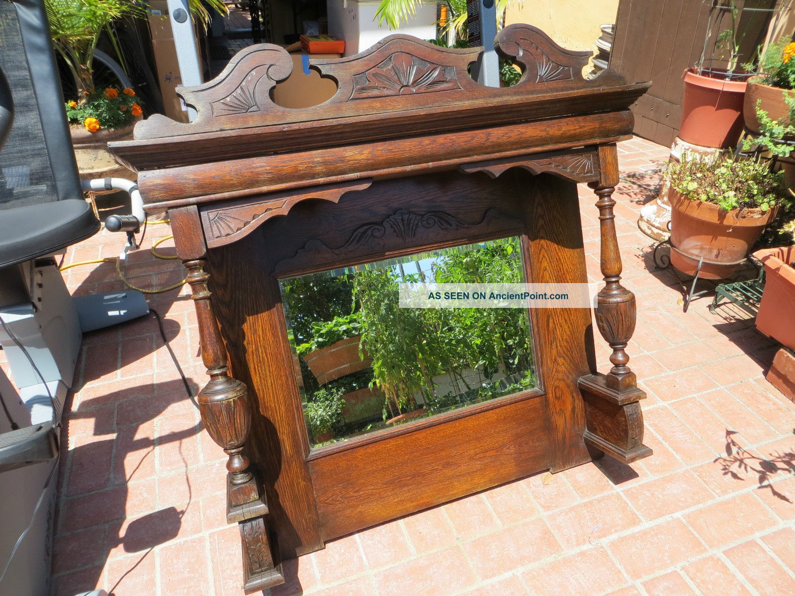 Antique Oak Ornate Beveled Mirror,  Local Pickup Only Mirrors photo