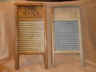 (2) Antique 1920 ' S - 1930 ' S Era Dubl Handi Washboards By Columbus Washboard Co. photo