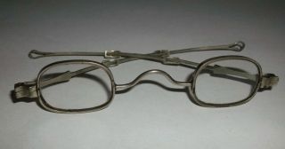 Antique Spectacles 1800s Sliding Arm Extension Temple Loop End Eyeglasses Hm 30 photo