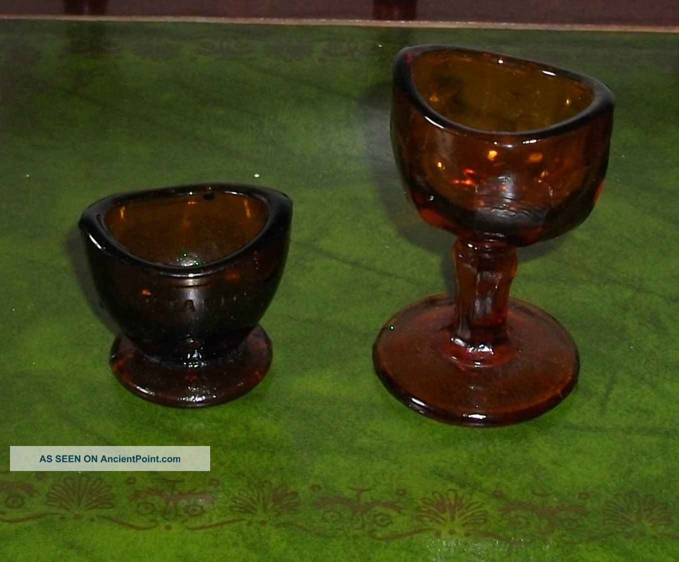 Two Antique Amber Glass Eye Baths - The 