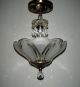 Vintage Petite Glass Shade Chandelier Art Deco Style Ceiling Light Fixture Chandeliers, Fixtures, Sconces photo 4