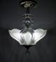 Vintage Petite Glass Shade Chandelier Art Deco Style Ceiling Light Fixture Chandeliers, Fixtures, Sconces photo 6