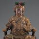 Asian Camphorwood Old Handwork Gold - Plating Carving Emperor Dragon Statue Decor Buddha photo 2