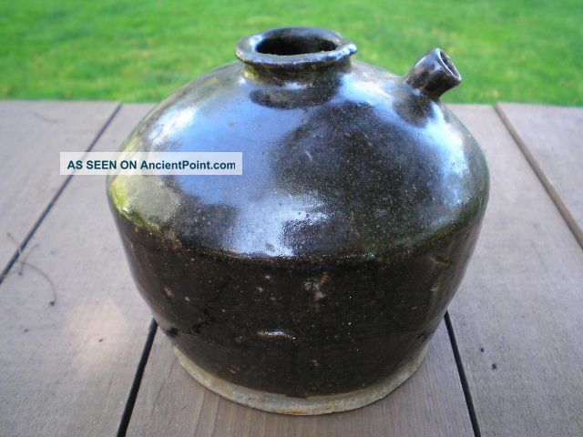 1 Antique Japanese Tamba Glazed Earthenware Sake Wine Jug 1800 ' S Other photo