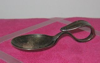 Silver Curved Baby Spoon By Holmes & Edwards,  Rare Vtg Flower Pattern,  Gift photo
