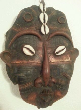 Vintage Papaua New Guinea Turtle Sea Shells & Clay/mud Mask photo