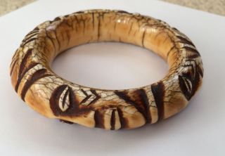 African Old Bone Bangle Bracelet From The Lega Tribe photo