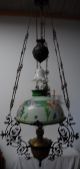 Antique (art Nouveau) Iron/brass Floral Hanging Oil Lamp Chandeliers, Fixtures, Sconces photo 3