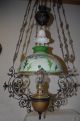 Antique (art Nouveau) Iron/brass Floral Hanging Oil Lamp Chandeliers, Fixtures, Sconces photo 5
