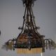 French Antique Rare Wrought Iron Glass And Load Art 4 - Light Chandelier Chandeliers, Fixtures, Sconces photo 1