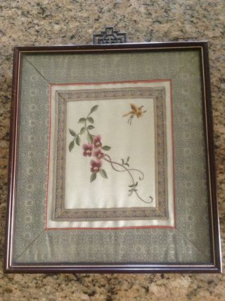 Antique Chinese Framed Textile Art photo