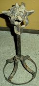 Antique 1700s – Early 1800s Whale Oil Betty Lamp On Stand Oil Residue Vafo Primitives photo 1