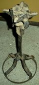 Antique 1700s – Early 1800s Whale Oil Betty Lamp On Stand Oil Residue Vafo Primitives photo 2