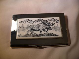 Business Card Holder - Resin Inlay Moose photo