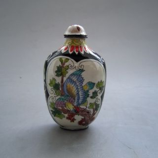 Fine Chinese Cloisonne Hand Painting Snuff Bottle - Flowers And Birds photo